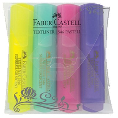 Faber-Castell 1546 Pastel Renkler 4'lü Poset Fosforlu Kalem