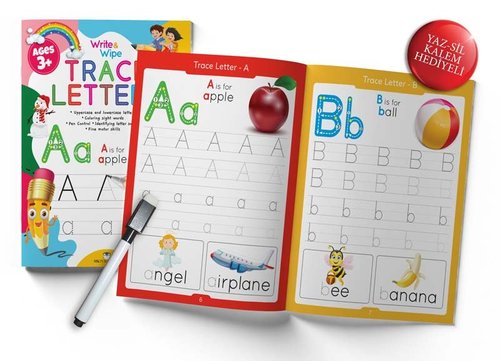Trace Letters Write and Wipe Activity Book MK Publications 9786257289368