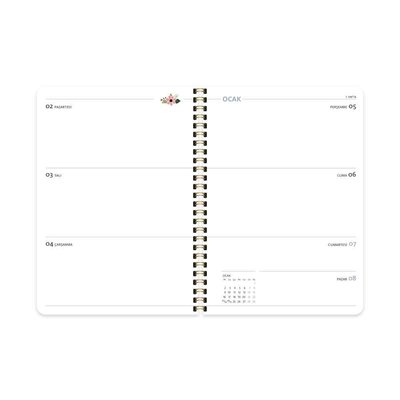 Keskin Color 2023 A5 Spiralli Sert Kapak Haftalık Ajanda - Kumsal 8693