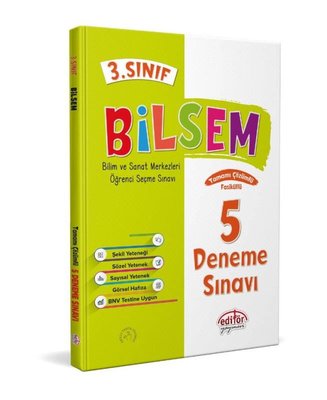 3. Sınıf BİLSEM Tamamı Çözümlü 5 Fasikül Deneme Sınavı Editör Yayınevi 9786052804827