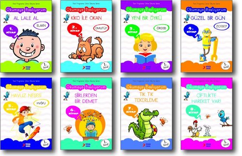 Okumaya Başlıyorum Serisi Elakin Seti- Dik Temel Harflerle - 8 Kitap T