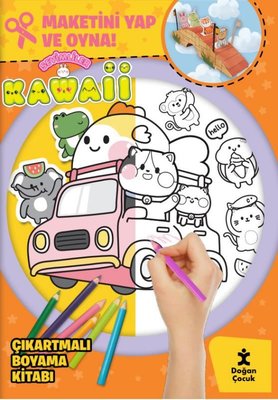 Sevimliler Kawaii - Çıkartmalı Boyama Kitabı - Maketini Yap ve Oyna! D