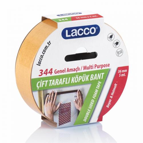 Lacco 344 36 Mm X 5 Mt Köpük Çift Taraflı Bant 8681725903269