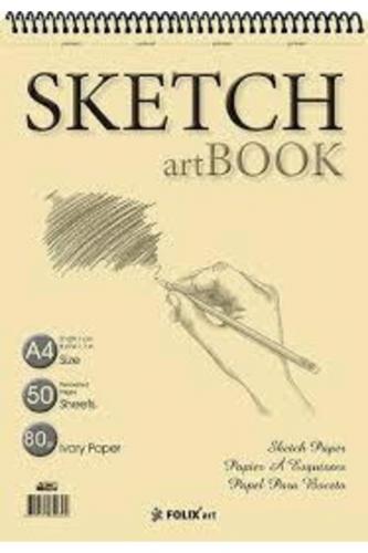 Folıx Art Sketchbook Ivory Spiralli A4 Çizim Ve Eskiz Defter 50 Yaprak