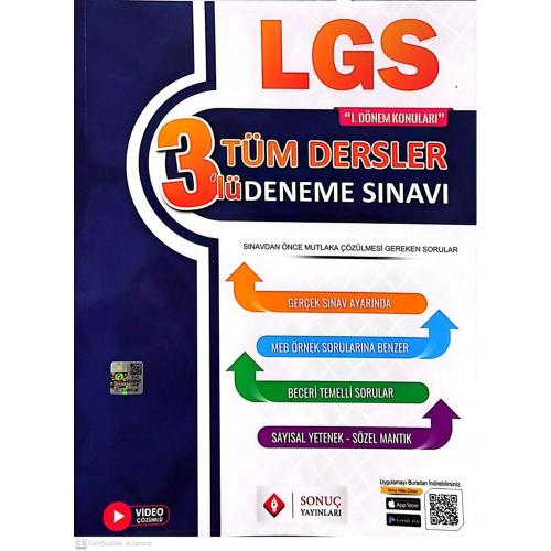 LGS Tüm Dersler 3'lü Deneme Sınavı 1.Dönem 2023 Sonuç Yayınları 978625
