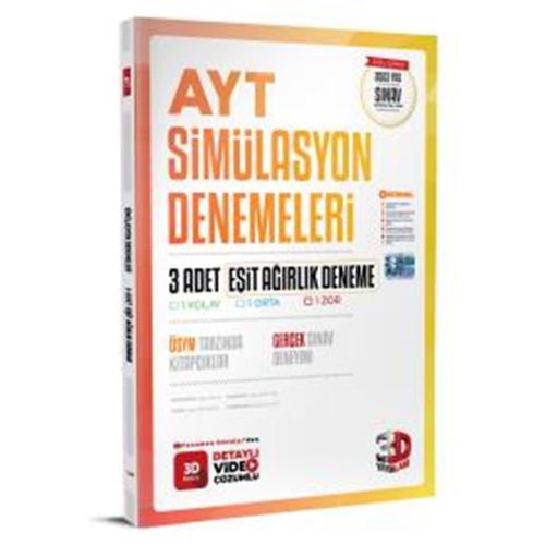 2023 AYT Eşit Ağırlık 3 lü Simülasyon Deneme 3D Yayınları 9789759519919