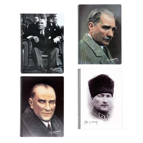 K. Color Atatürk A4 100 Yp Çizgili Spiralli Plastik Kapak Defter