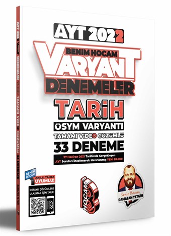 2022 AYT Tarih Tamamı Video Çözümlü 33 Deneme Sınavı Benim Hocam Yayın