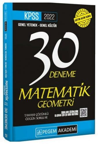 Pegem 2022 KPSS Matematik-Geometri 30 Deneme Çözümlü Pegem Akademi Yay