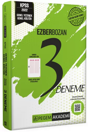 Pegem 2022 KPSS Genel Yetenek Genel Kültür Ezberbozan 3 Deneme Çözümlü