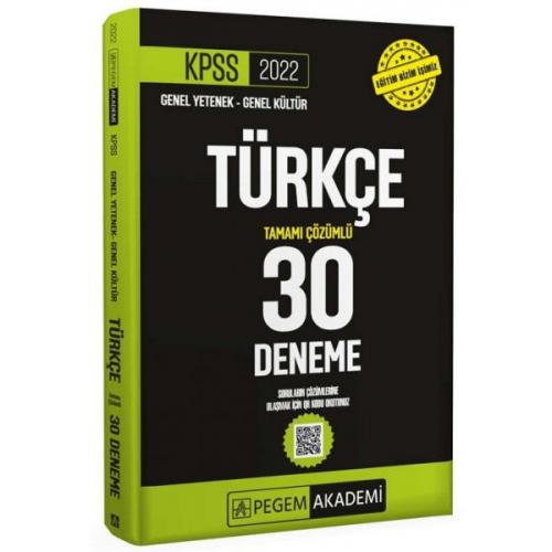 2022 KPSS Türkçe 30 Deneme Çözümlü Pegem Yayınları