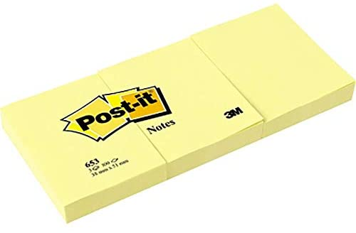 3M Post-it Notes Yapışkanlı Not Kağıdı 653-38X51 3 lü Sarı 31343750140