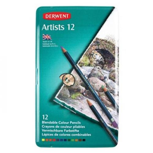 Derwent Artists Pencils Kuruboya Kalemi Teneke Kutu 12'li Renk