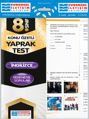 8. Sınıf İngilizce Konu Özetli Yaprak Test