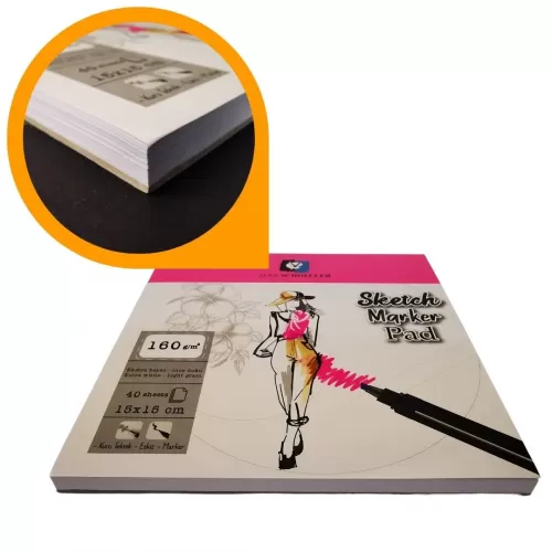 Alex Schoeller Sketch Marker Pad Eskiz Defteri 160gr 15x15cm 40yp 8691