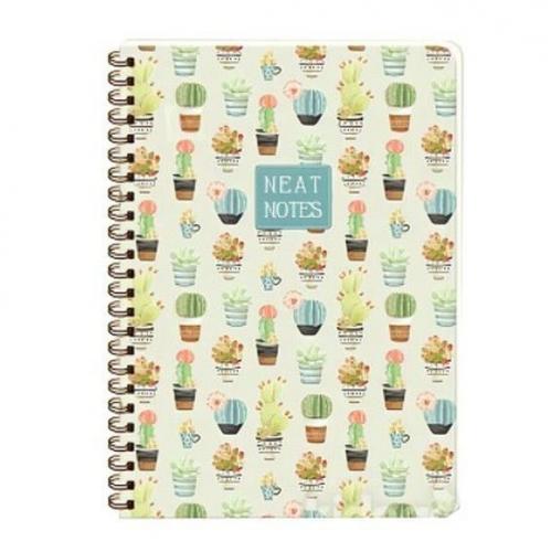 Cactus Love Pembe 20x28 Kareli Spiralli Defter