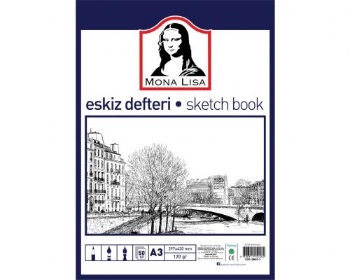 Mona Lisa Karton Kapak Spiralli Eskiz Defteri A3 120gr 50yp MN13-3 süd