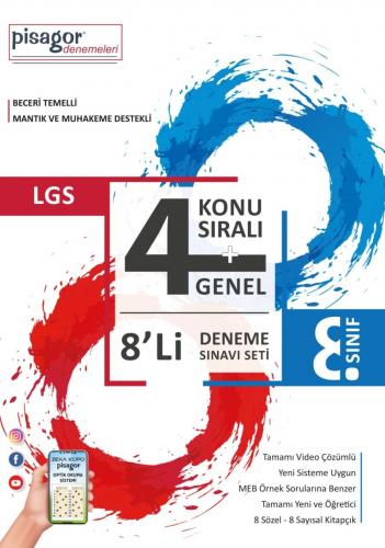 8.Sınıf LGS 4 Genel Konu Sıralı 8 li Deneme Seti Pisagor Denemeleri Ze