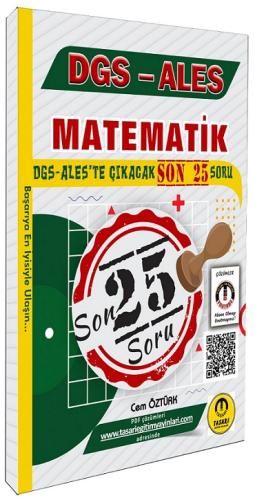 DGS ALES Matematik Çıkacak Son 25 Soru Çözümlü Tasarı Yayınları 978625