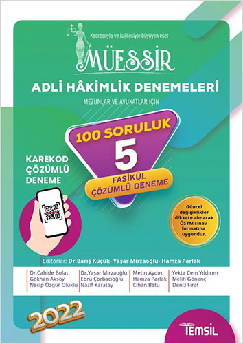 Müessir Adli Hakimlik Denemeleri - 100 Soruluk Karekod Çözümlü 5 Denem