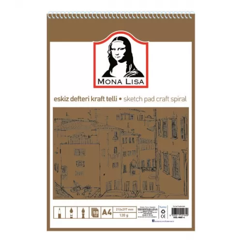 Monalisa Spiralli Eskiz Defteri Kraft A4 120 gr 50 Yaprak