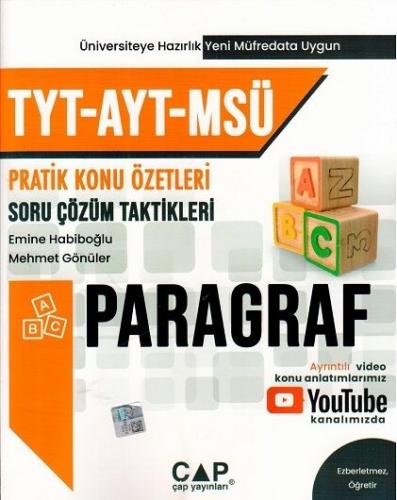 TYT AYT MSÜ Paragraf Konu Özetli Soru Çözümleri Çap Yayınları 9786257732703