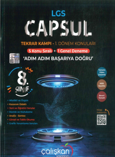 8. Sınıf LGS Capsül Tekrar Kampı-1 Dönem Konuları Çalışkan Yayınları