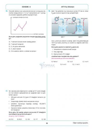 2023 AYT Fen Bilimleri 10 Lu Deneme 1.Dönem Toprak Yayınları 978625797