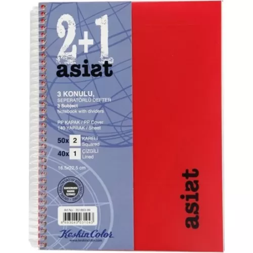 Keskin Color Kesin Color 2+1 Asist 3 Konulu Seperatörlü Defter 8693043