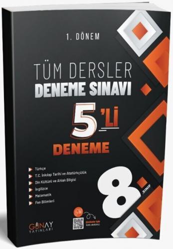 8. Sınıf LGS Tüm Dersler 1. Dönem 5 li Deneme Sınavı Özel Baskı Günay 