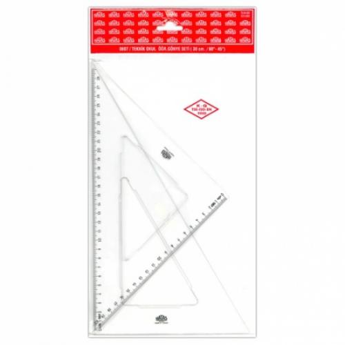 Hatas 0807 Teknik Okul Öğr. Gönye Seti 30 cm. / 60° - 45° 869255600807