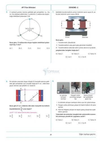 2023 AYT Fen Bilimleri 10 Lu Deneme 1.Dönem Toprak Yayınları 978625797