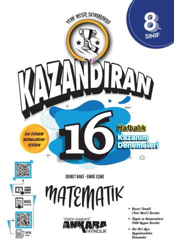 LGS Kazandıran 16 Haftalık Matematik Kazanım Denemeleri 9786258149777