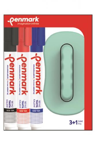 Penmark 3 Lü Beyaz Tahta Kalem +Silgi Seti