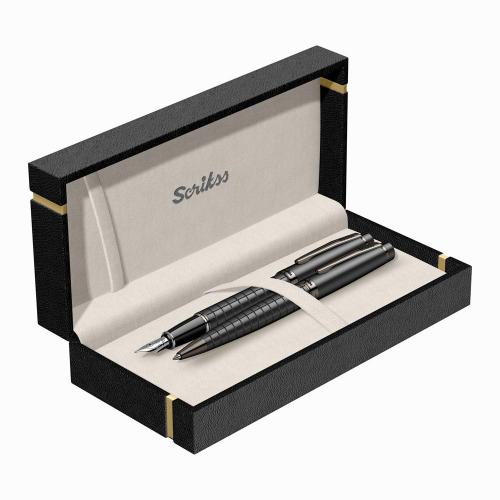 Scrikss 38 Dolma Kalem Tükenmez Kalem Seti Mat Siyah Hediyelik Kalem