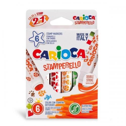 Carioca Stamperello Yıkanabilir Keçeli Boya Kalemi 6Lı (Bir Ucu Keçeli
