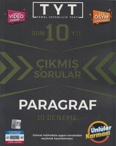 TYT Paragraf Karması Tıpkı Basım 10 Deneme Ünlüler Karması