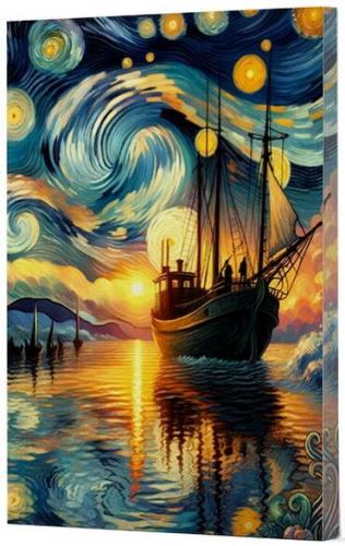 VAN GOGH 2 GEMİ ÇİZGİLİ DEFTER YAN BASKILI