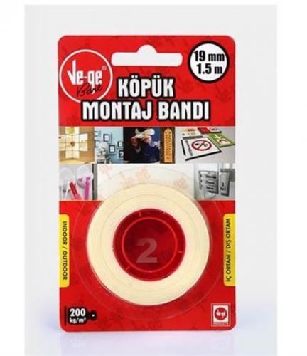 Ve-Ge Çift Taraflı Köpük Bant 19 MM x 1,5 MT (1)