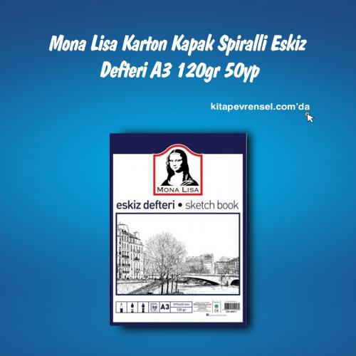 Mona Lisa Karton Kapak Spiralli Eskiz Defteri A3 120gr 50yp MN13-3 süd