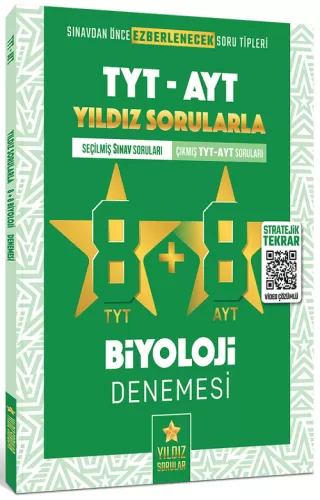 Yıldız Sorular YKS TYT AYT Biyoloji 8+8 Deneme Video Çözümlü Yıldız So